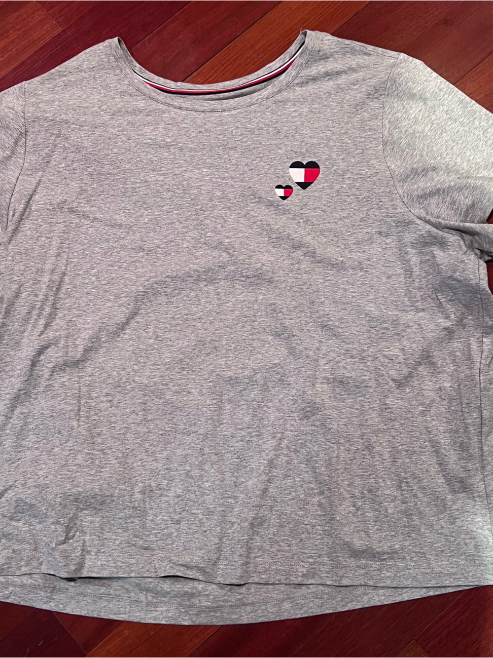 Tommy Hilfiger Gray Tee with Signature Red-White-Blue Trim